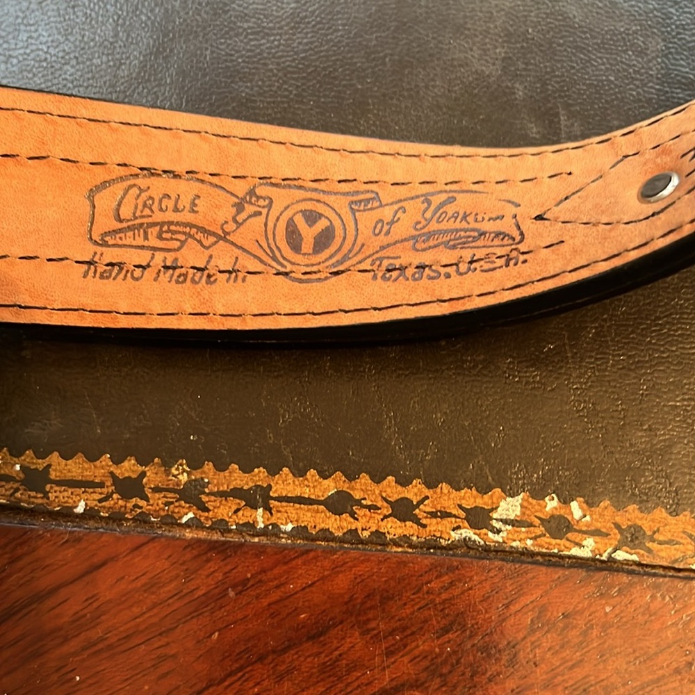 Aztec Handcrafted Leather Belt in Tan with Black Edging - Picture 7 of 14